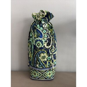 Vera Bradley Cheers To You Wine Liquor Cinch Ditty Bag Rythm & Blues Pattern